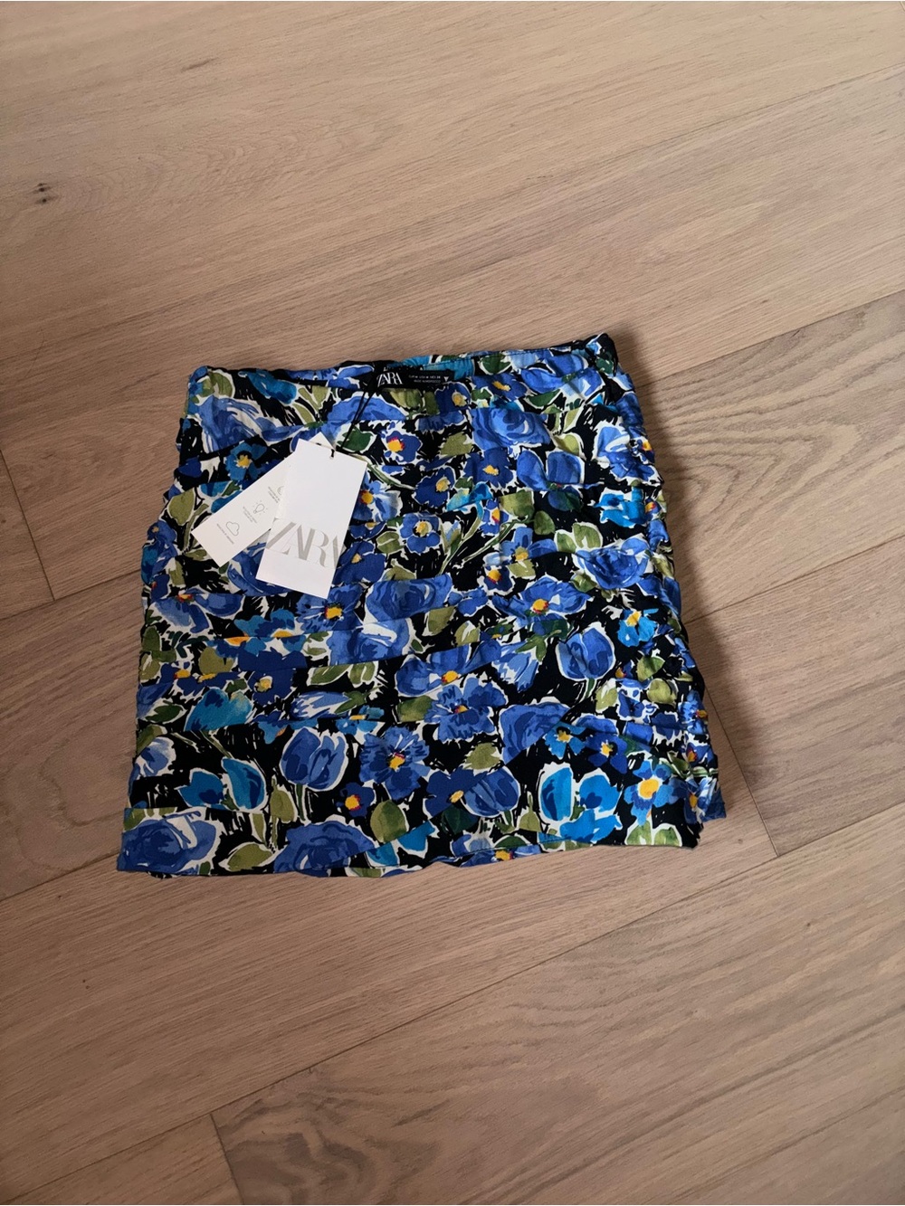 ZARA Blue Floral Mini Skirt